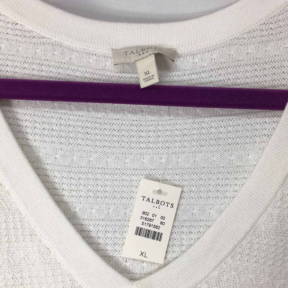 Talbots Women’s Lightweight White Sweater Size XL NEW with Tags - Picture 2 of 6